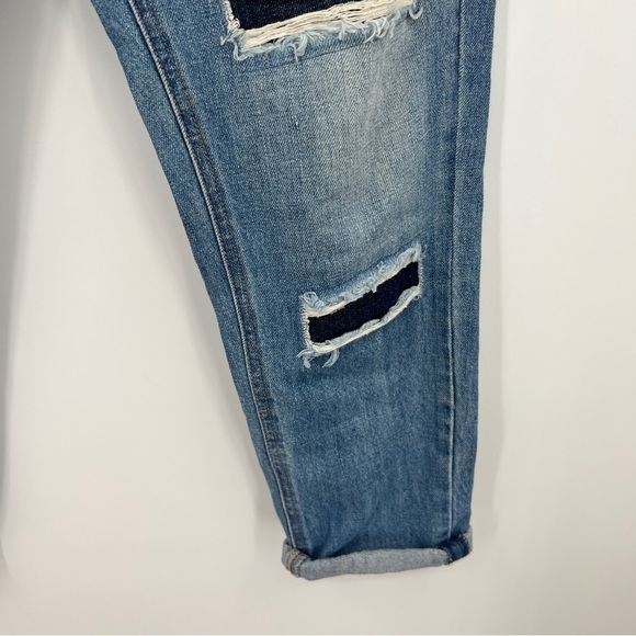 Life In Progress Distressed Ripped Straight Leg Rolled Cuffed Faded Denim Jeans - Picture 4 of 10